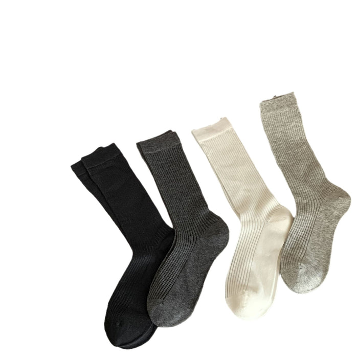 Wholesale Boneless vertical black and white mid tube socks, anti pilling and breathable