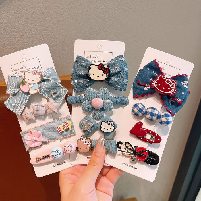 Wholesale Children Denim Polka Dot Bow Hair Clip