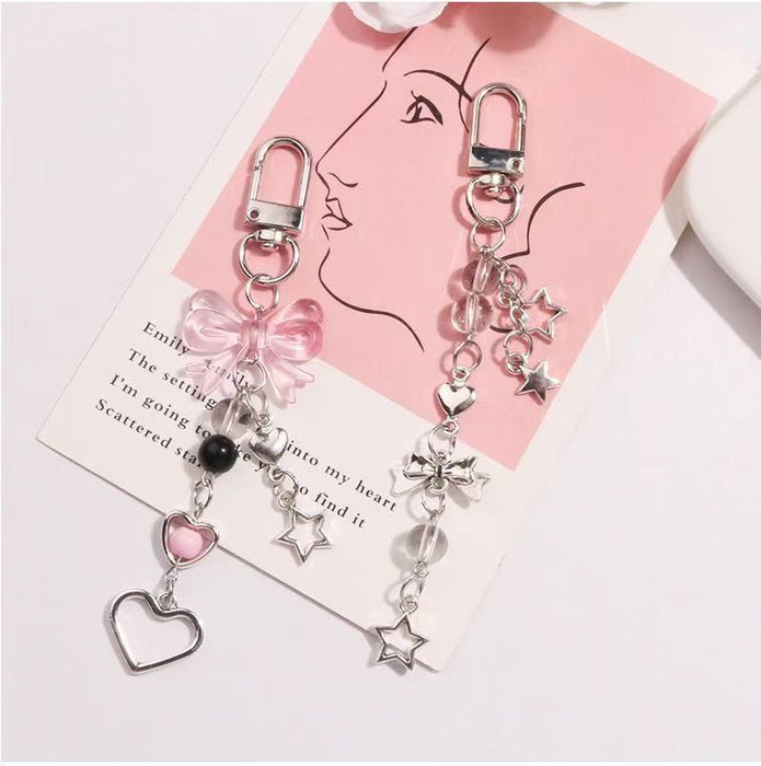 Wholesale Sweet silver Star Bow Mobile Phone Chain Simple Pendant