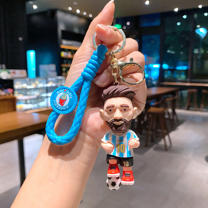 Wholesale Metal Soccer Star Cartoon Keychain Decorative Car Key Accessory MOQ≥2