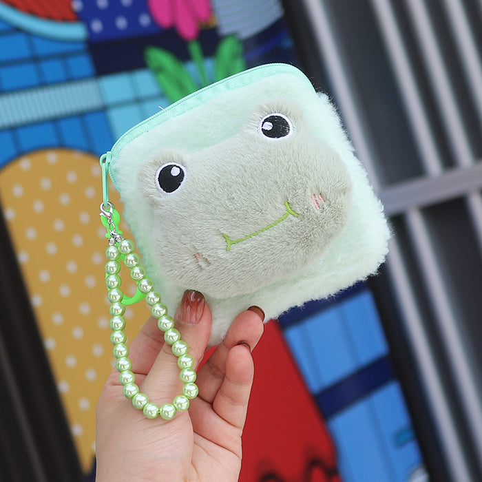 Wholesale Plush Animal Coin Purse With Bead Chain Cute Cartoon Large Capacity Pouch Stylish Everyday Bag For Women