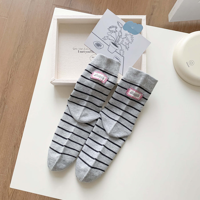 Wholesale Socks, thin fabric, striped, mid tube, socks, stacked socks