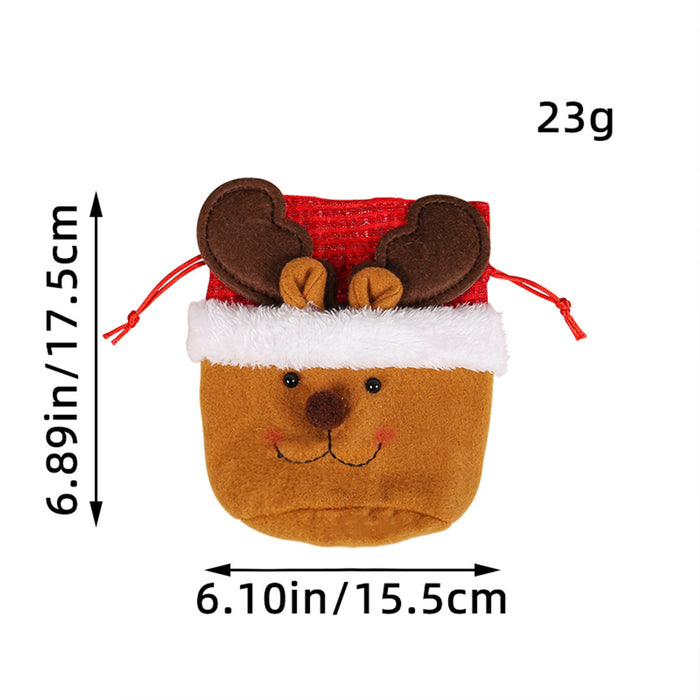 Wholesale Christmas Decoration Supplies Linen Drawstring Pocket Apple Old Man Candy Children' s Gift Christmas Tree
