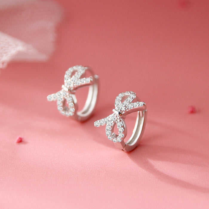 Wholesale Bow earrings, ear buckles, elegant and luxurious zircon earrings, simple and cool style jewelry