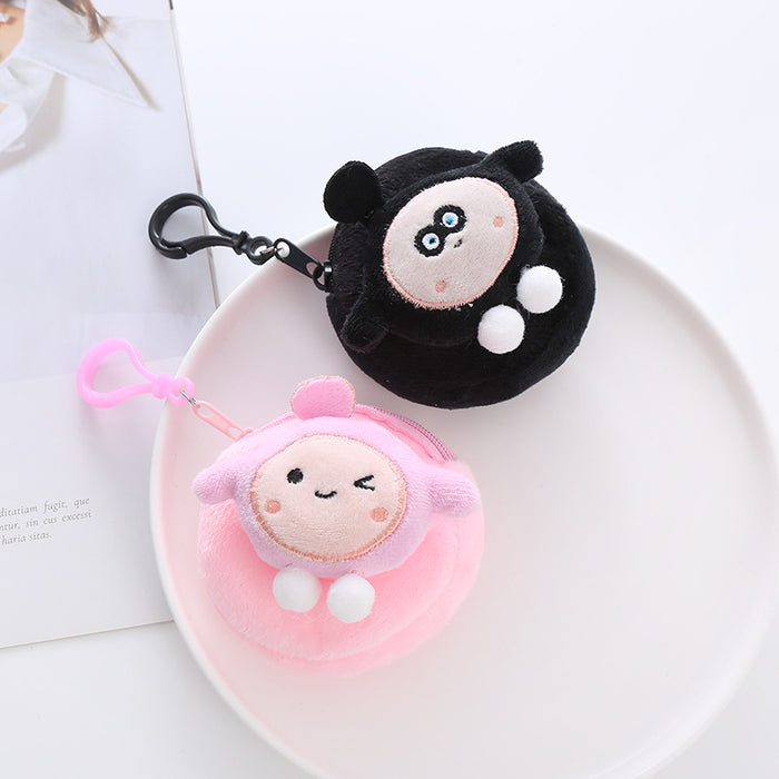 Wholesale Cartoon Cute Egg Boy Wallet Plush Doll Coin Bag Earphone Bag Keychain Student Backpack Pendant JDC-WT-XG002