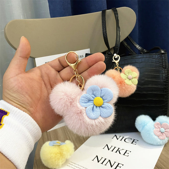 Wholesale Creative Cartoon Head Keychain Cute Plush Bag Pendant Car Key Chain Pendant Accessories Small Gift