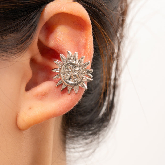 Wholesale Fashionable alloy earrings with light luxury and high-end feel, flower moon sun ear clip, ear bone clip