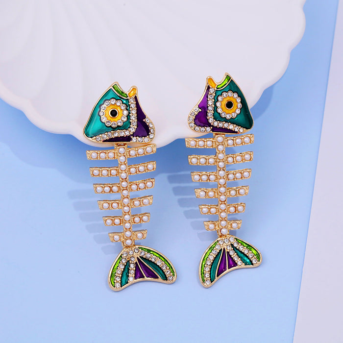 Wholesale Fashionable and atmospheric color diamond exaggerated alloy diamond studded earrings and earrings