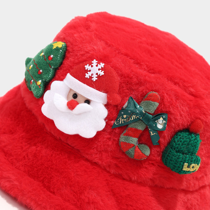 Wholesale Christmas-themed women' s winter warm faux rabbit fur bucket Fashionhat