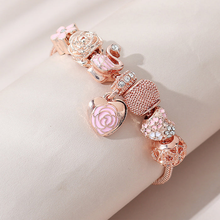 Wholesale Rose Heart Beaded Bracelet JDC-BT-Qianzi005