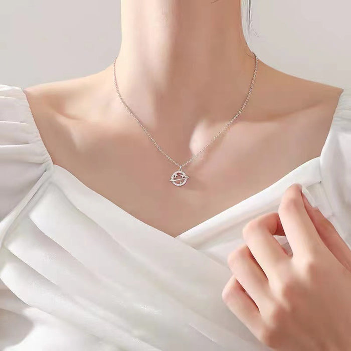 Wholesale Diamond Planet Pendant Titanium Steel Necklace JDC-NE-QingYan003