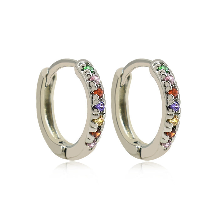 Wholesale Single row diamond studded small earrings, ear buckles, fashionable and high-end gold and silver ear accessories