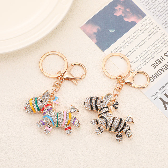 Wholesale Colorful Zebra Diamond Keychain Small Gift Personalized