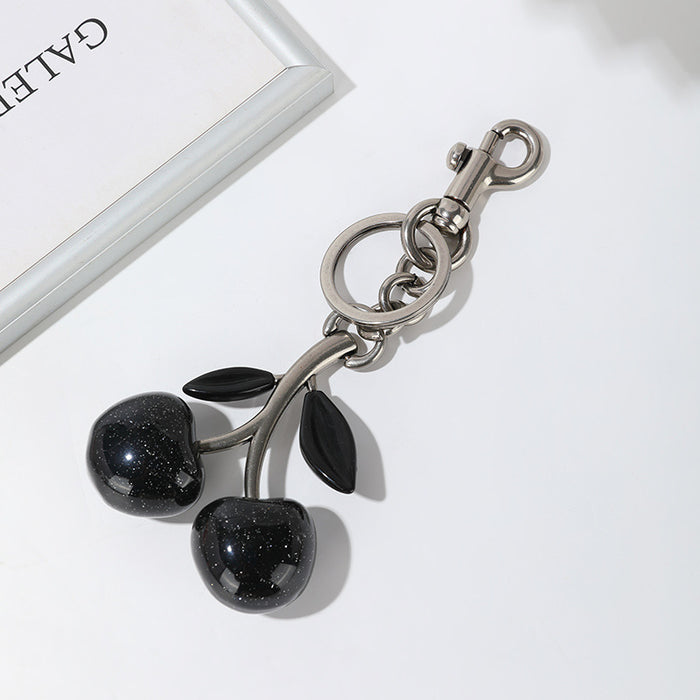 Wholesale Crystal Pink Cherry Gold-plated Keychains