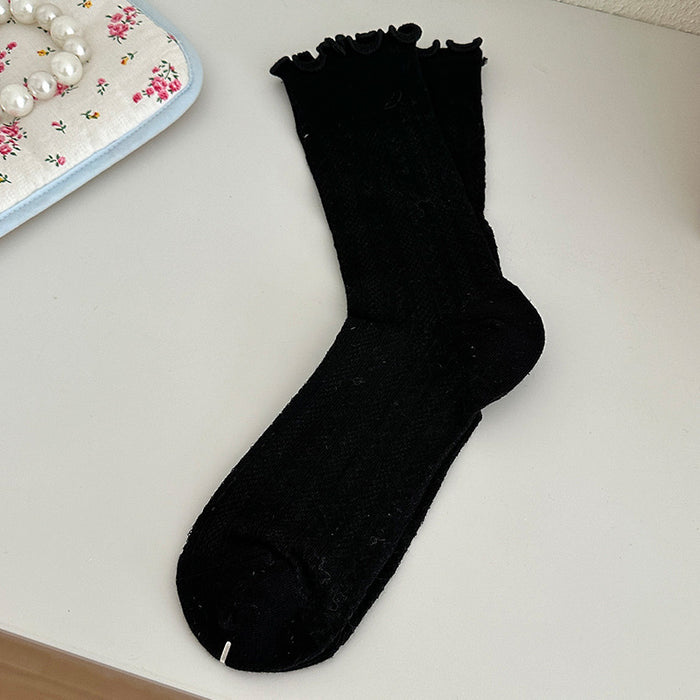 Wholesale Pile up socks, loose mouth mid tube socks, pure cotton mesh boneless socks