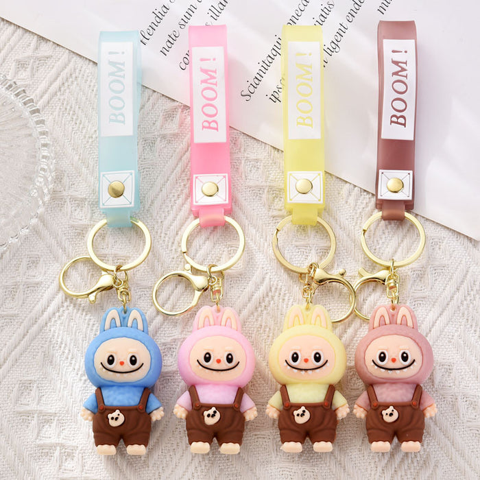 Wholesale Plush Overalls Keychain Cartoon Soft Rubber Pendant Little Keychain Gift
