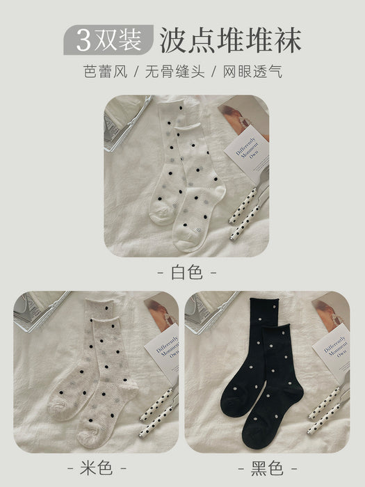 Wholesale Dotted pile socks, thin mesh breathable midsole socks with rolled edges and boneless versatility