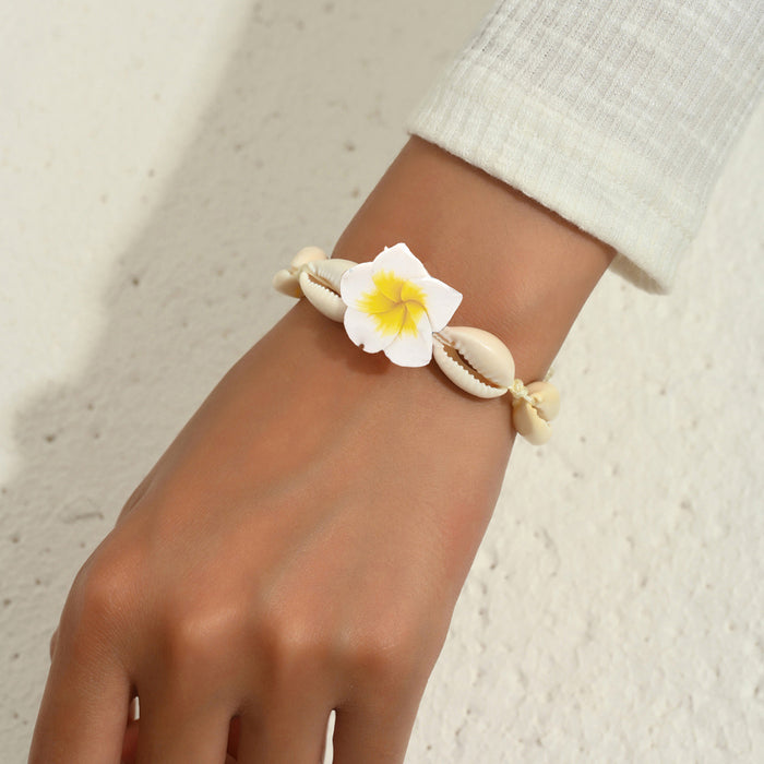 Wholesale Handmade Soft Clay Egg Flower Shell Jewelry Set Pink Beach Style Fashion Accessory