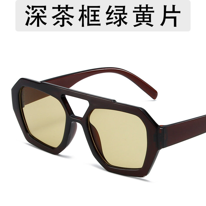 Wholesale Fashion Sunglasses Large Frame Double Beam Sunglasses Leopard Pattern Color Personalized Wearing Glasses