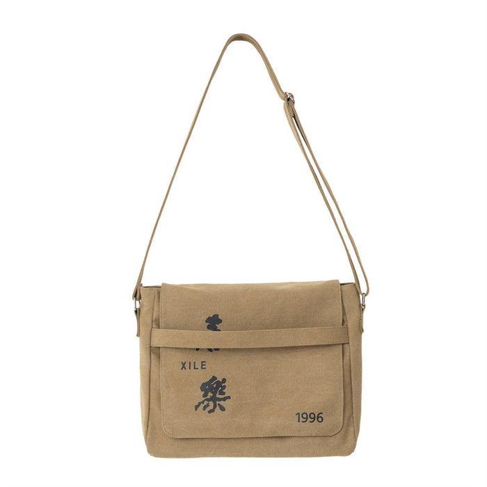 Wholesale Crossbody bag, new high-end backpack, large capacity canvas mailman bag, couple's casual shoulder bag, women's shoulder bag