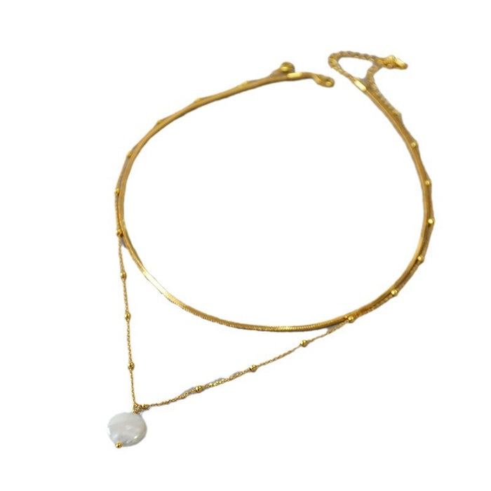Wholesale Pearl necklace, women's layered snake bone chain design, high-end clavicle chain