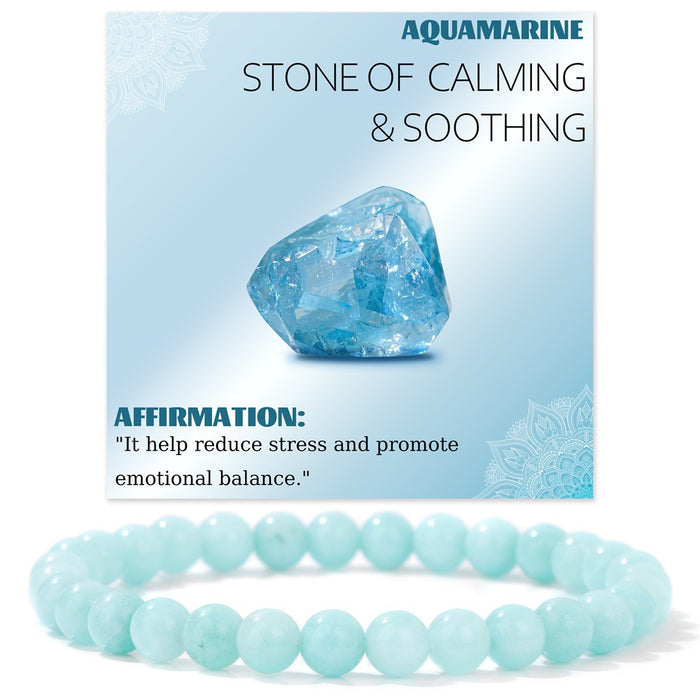 Wholesale 6mm stone bead bracelet with elastic cord card packaging