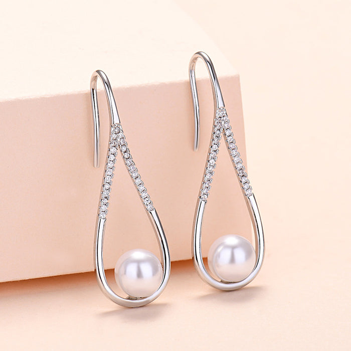Wholesale water drop earrings women's small zircon pearl earrings gold-plated jewelry