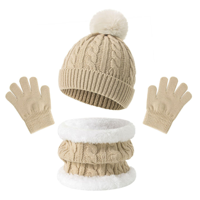 Wholesale children' s  warm thickened  winter hat neck glove  set