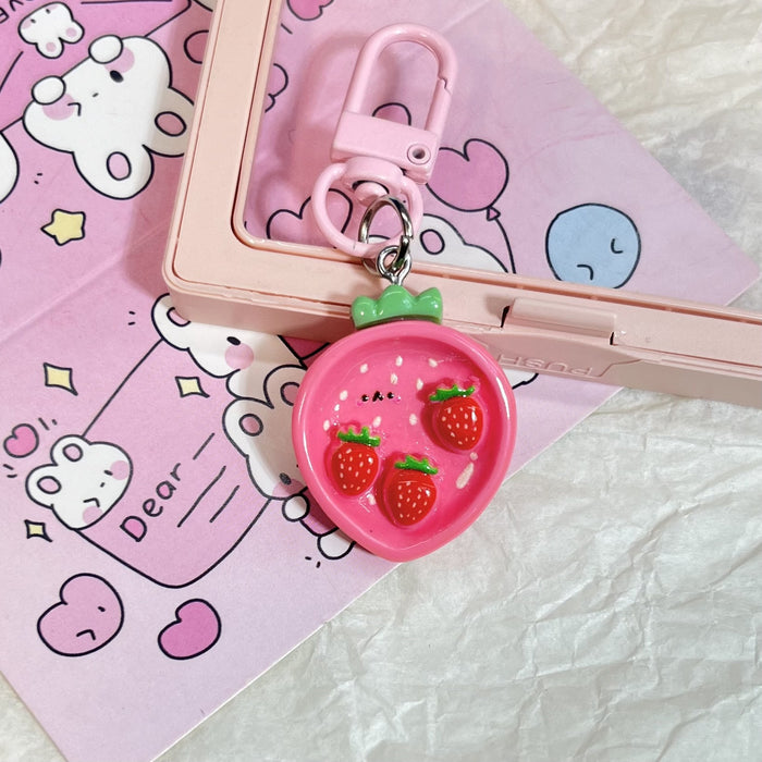 Wholesale Cute Fruit and Vegetable Plate Keychain Cartoon Girl Heart Bag Pendant