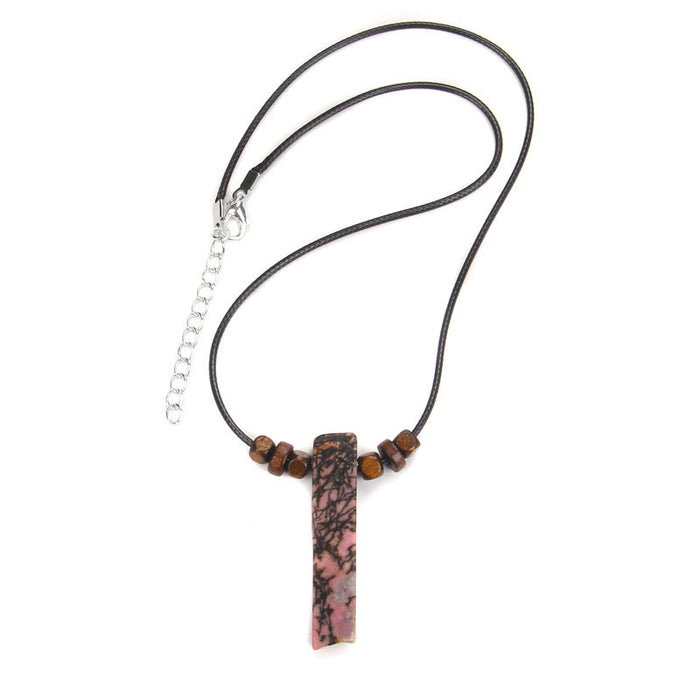 Wholesale Irregularly shaped raw stone flat tube pendant and stone bead necklace