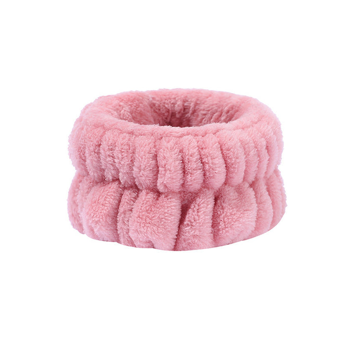 Wholesale Solid Color Plush Wristband Women' s Face Wash Wrist Waterproof Headb Flannel Sweat Wipe Bracelet