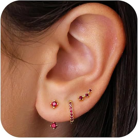 Wholesale Fashion and versatile accessories, copper inlaid with colorful zircon earrings, elegant temperament, perforated earrings