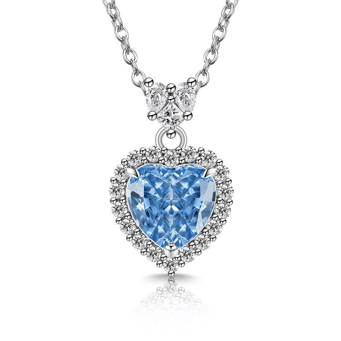 Wholesale Copper Heart Pendant Necklace Diamond Cut Padparadscha Style Fashion Accessory Gift