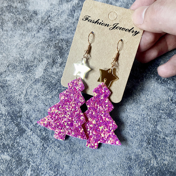 Wholesale Christmas flash earrings Gretel leather acrylic ing earrings