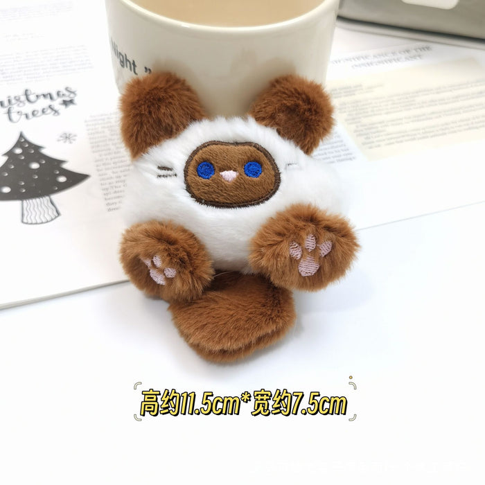 Wholesale Cartoon Squeaky Doll Pendant Cute Three-Flower Cat Doll Plush Brooch Bag Hanging Ornaments Accessories