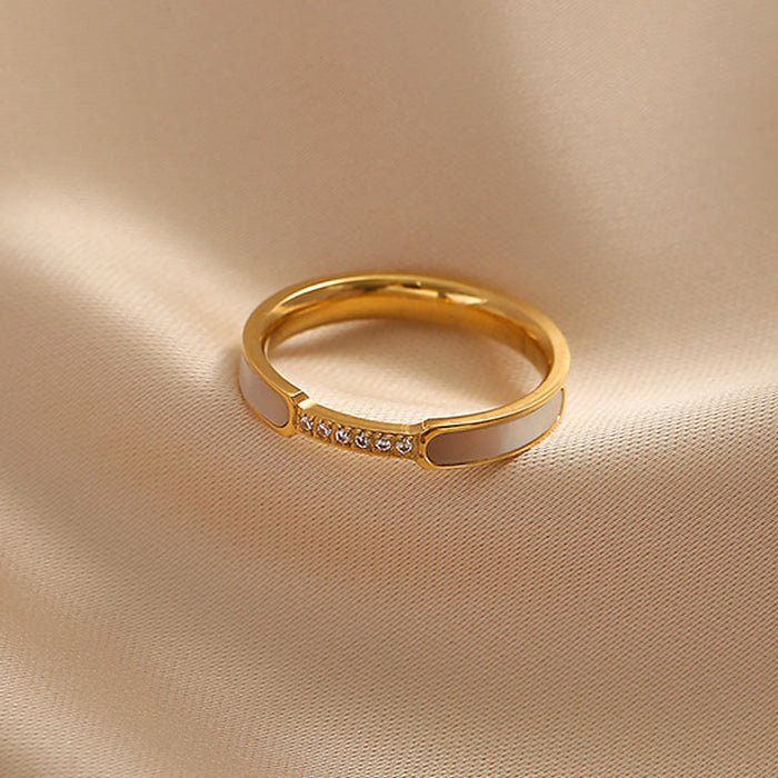 Wholesale Japanese light luxury versatile micro inlaid ring, rose gold titanium steel ring, niche design