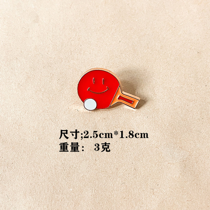 Wholesale Football cartoon brooch, basketball badminton, cute metal personalized badge, clothing bag accessories