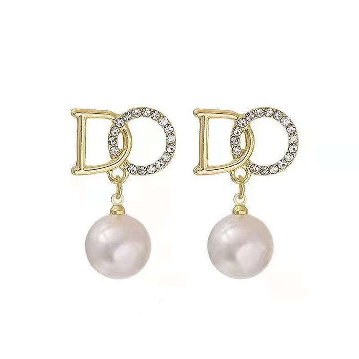 Wholesale Diamond Letter Beads Alloy Earrings JDC-ES-Chengx010