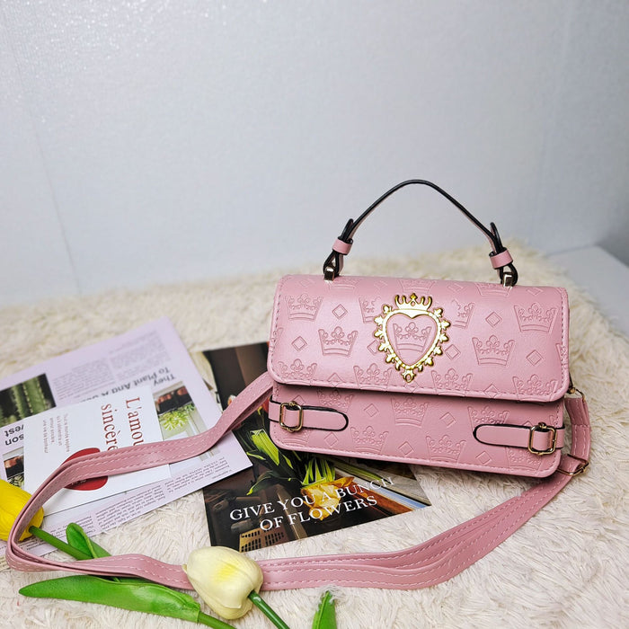 Wholesale Heart-shaped crown print shoulder bag for commuting