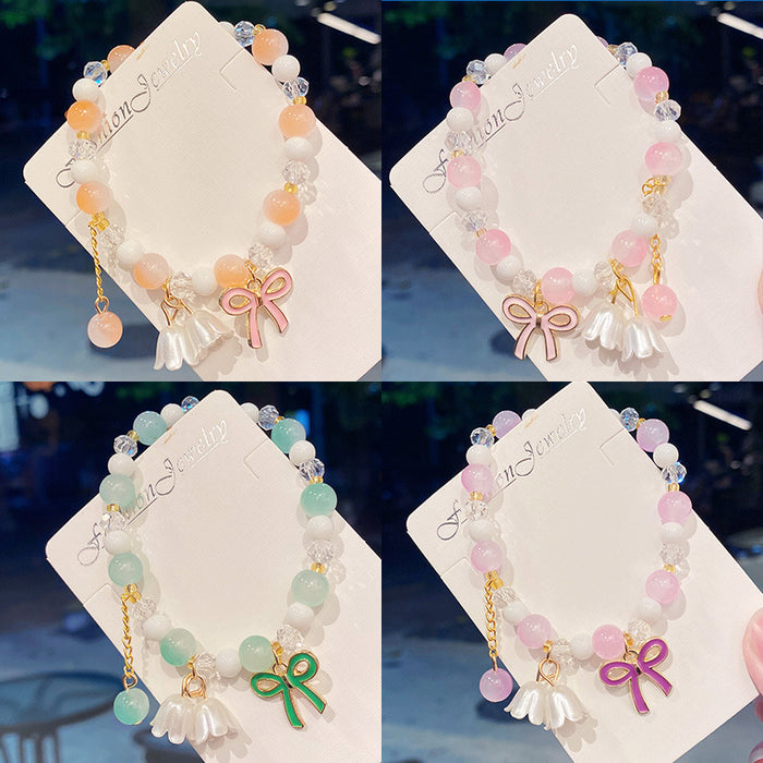 Wholesale Lily of the Valley Bow Glass Electroplated Bracelet