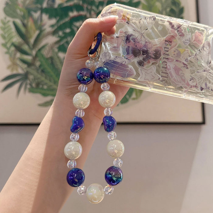 Wholesale Color plated bead peach heart colorful acrylic mobile phone chain dazzling love pendant accessories