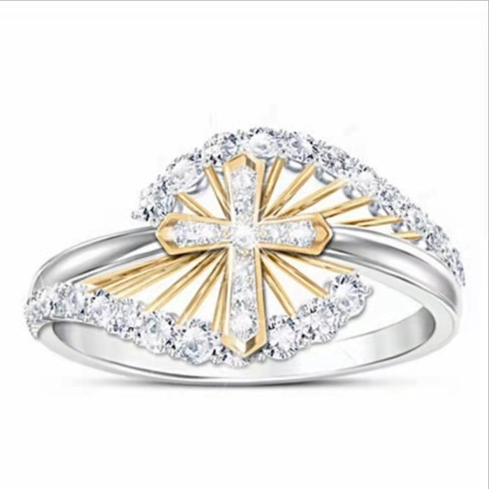 Wholesale Cross Prayer Alloy Rings MOQ≥2 JDC-RS-ZiB025