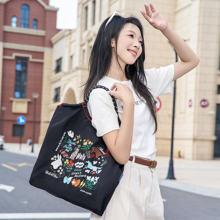 Wholesale Canvas bag embroidery shopping bag tote bag large capacity bag women' s handbag crossbody bag
