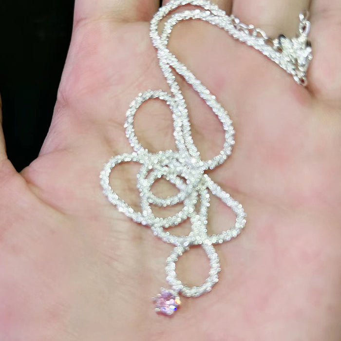 Wholesale Retro style olive green diamond mini pendant, starry sky necklace, niche necklace