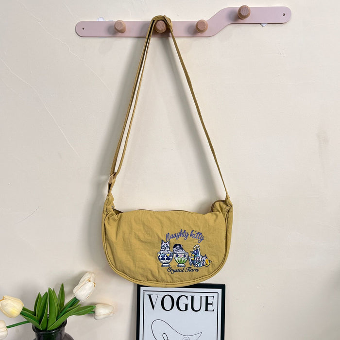 Wholesale New embroidered dumpling bag, lightweight small shoulder bag, lightweight, simple, fashionable, versatile, single shoulder crossbody bag