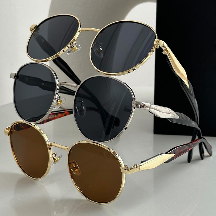 Wholesale Round Sunglasses Women's Instagram Street Metal Sunglasses Trendy Sunglasses