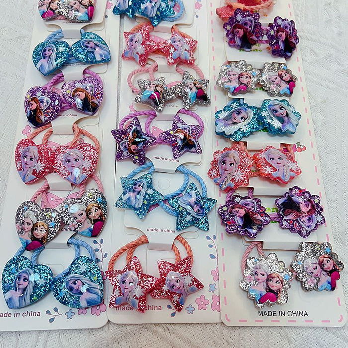 Wholesale 10pcs/ set Cartoon hair tie children' s hair accessories heart-shaped snow headband
