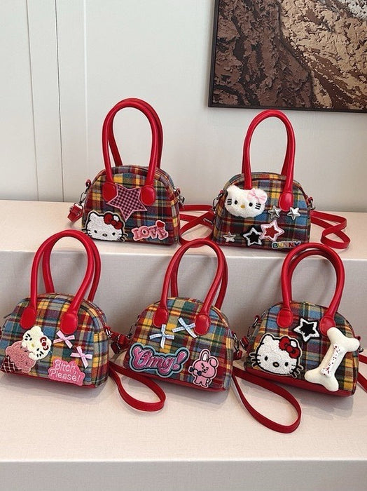 Wholesale Women's Fine Plaid Cute Bow Portable Shoulder Bags