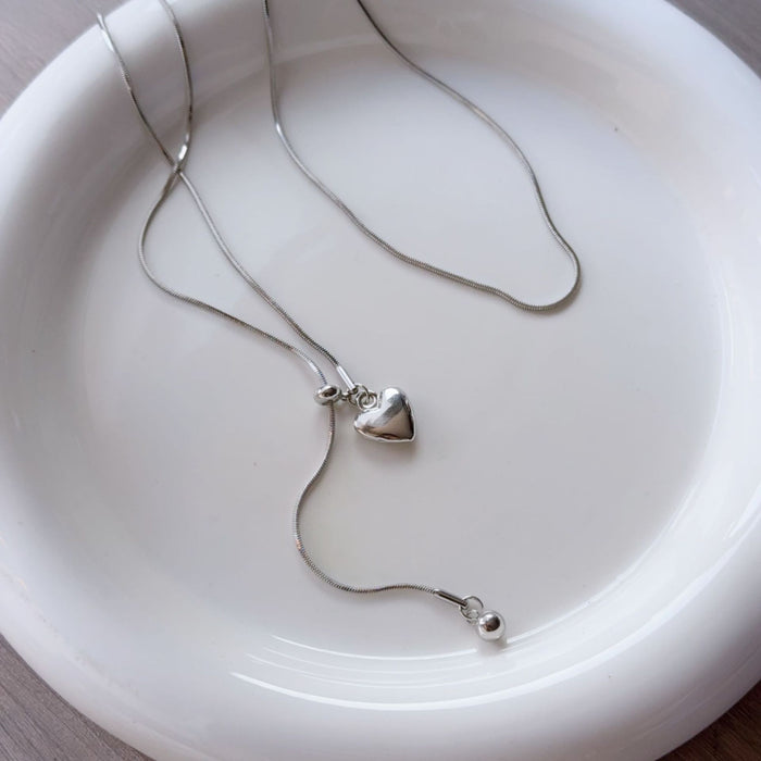 Wholesale  Titanium Steel Color-free Simple Love Ball Tassel Long Pull Necklace Women's All-match