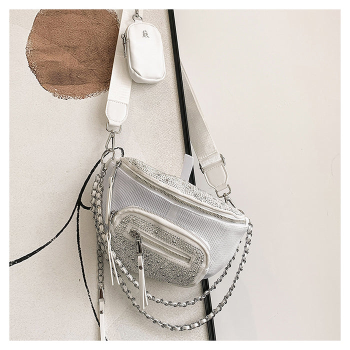 Wholesale Canvas Diamond Chest Bag Chain Shoulder Bag JDC-SD-Lenao002